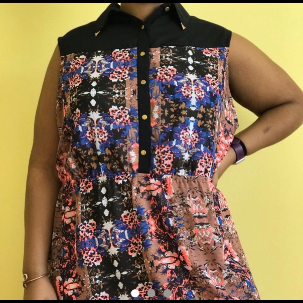 Abstract floral print plus size dress